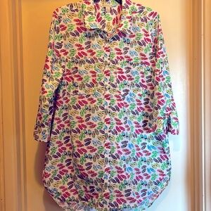 Khaki & CO shirt dress size Large, cute flip flop fabric, button down